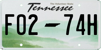 TN license plate F0274H