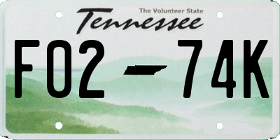 TN license plate F0274K