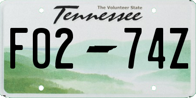 TN license plate F0274Z
