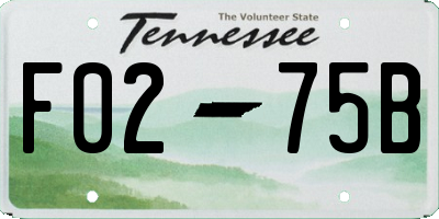 TN license plate F0275B