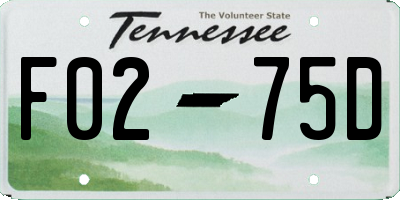 TN license plate F0275D