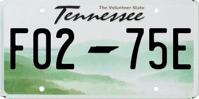 TN license plate F0275E