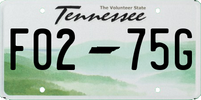 TN license plate F0275G