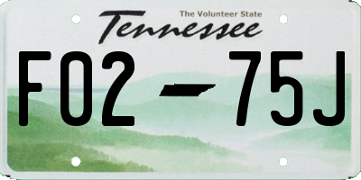 TN license plate F0275J