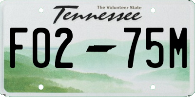 TN license plate F0275M