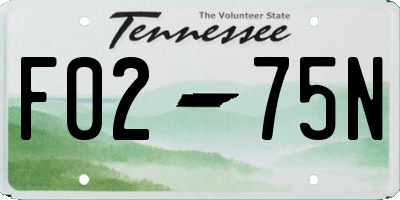 TN license plate F0275N