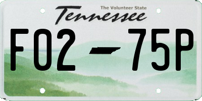 TN license plate F0275P