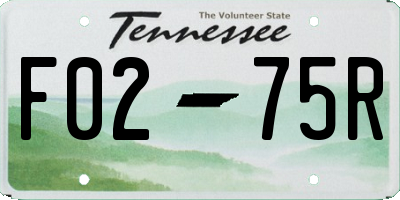 TN license plate F0275R