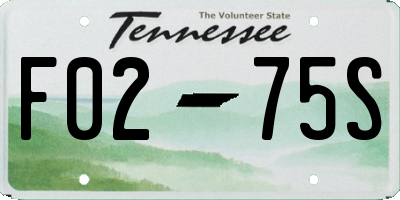 TN license plate F0275S