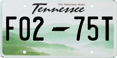 TN license plate F0275T
