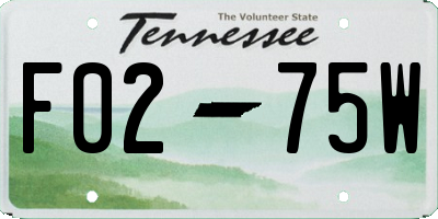 TN license plate F0275W