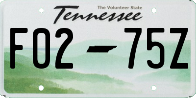 TN license plate F0275Z