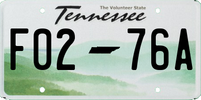 TN license plate F0276A