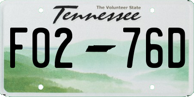 TN license plate F0276D