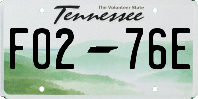 TN license plate F0276E