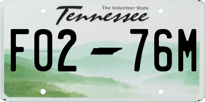 TN license plate F0276M