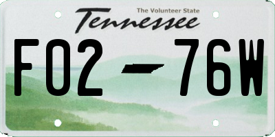 TN license plate F0276W