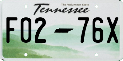 TN license plate F0276X
