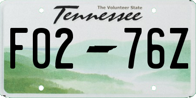 TN license plate F0276Z