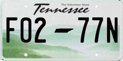 TN license plate F0277N