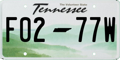 TN license plate F0277W
