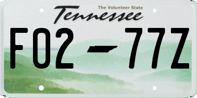 TN license plate F0277Z
