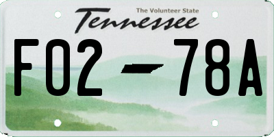 TN license plate F0278A