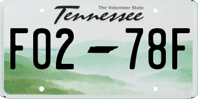 TN license plate F0278F