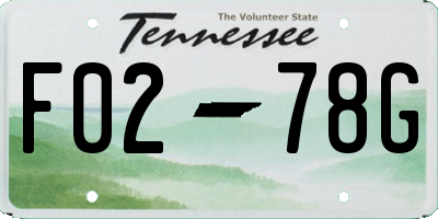 TN license plate F0278G