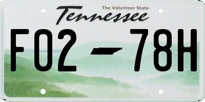 TN license plate F0278H