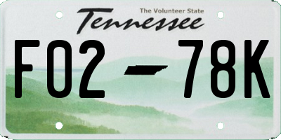 TN license plate F0278K