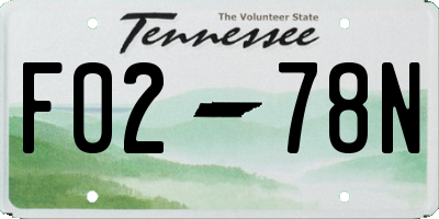 TN license plate F0278N
