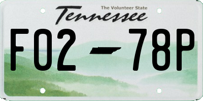 TN license plate F0278P