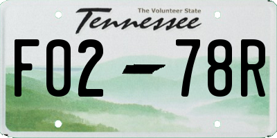 TN license plate F0278R