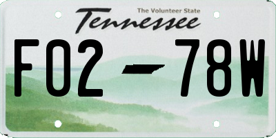 TN license plate F0278W