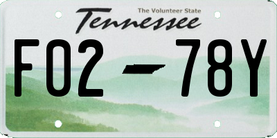 TN license plate F0278Y
