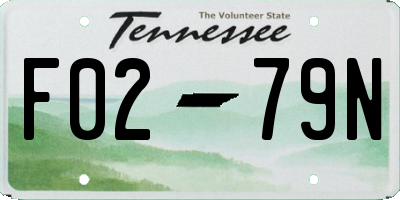 TN license plate F0279N