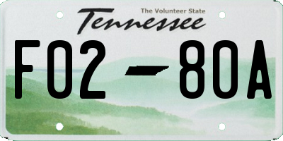 TN license plate F0280A