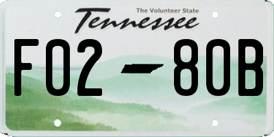 TN license plate F0280B