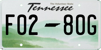 TN license plate F0280G