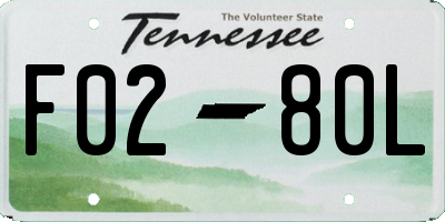TN license plate F0280L