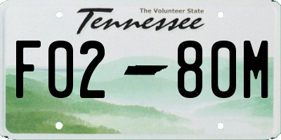TN license plate F0280M