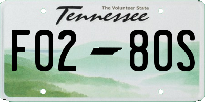 TN license plate F0280S