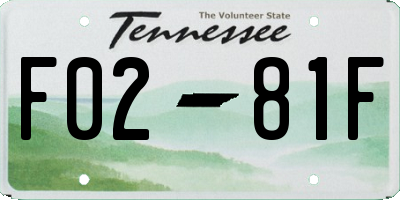 TN license plate F0281F