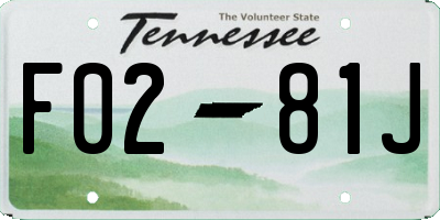 TN license plate F0281J