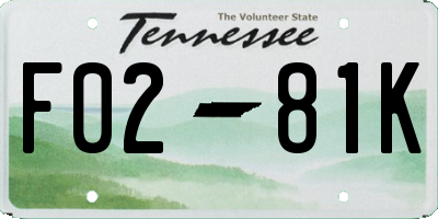 TN license plate F0281K