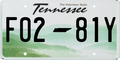 TN license plate F0281Y