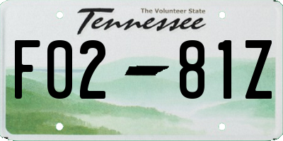 TN license plate F0281Z