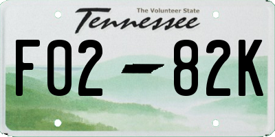 TN license plate F0282K