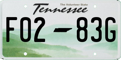 TN license plate F0283G
